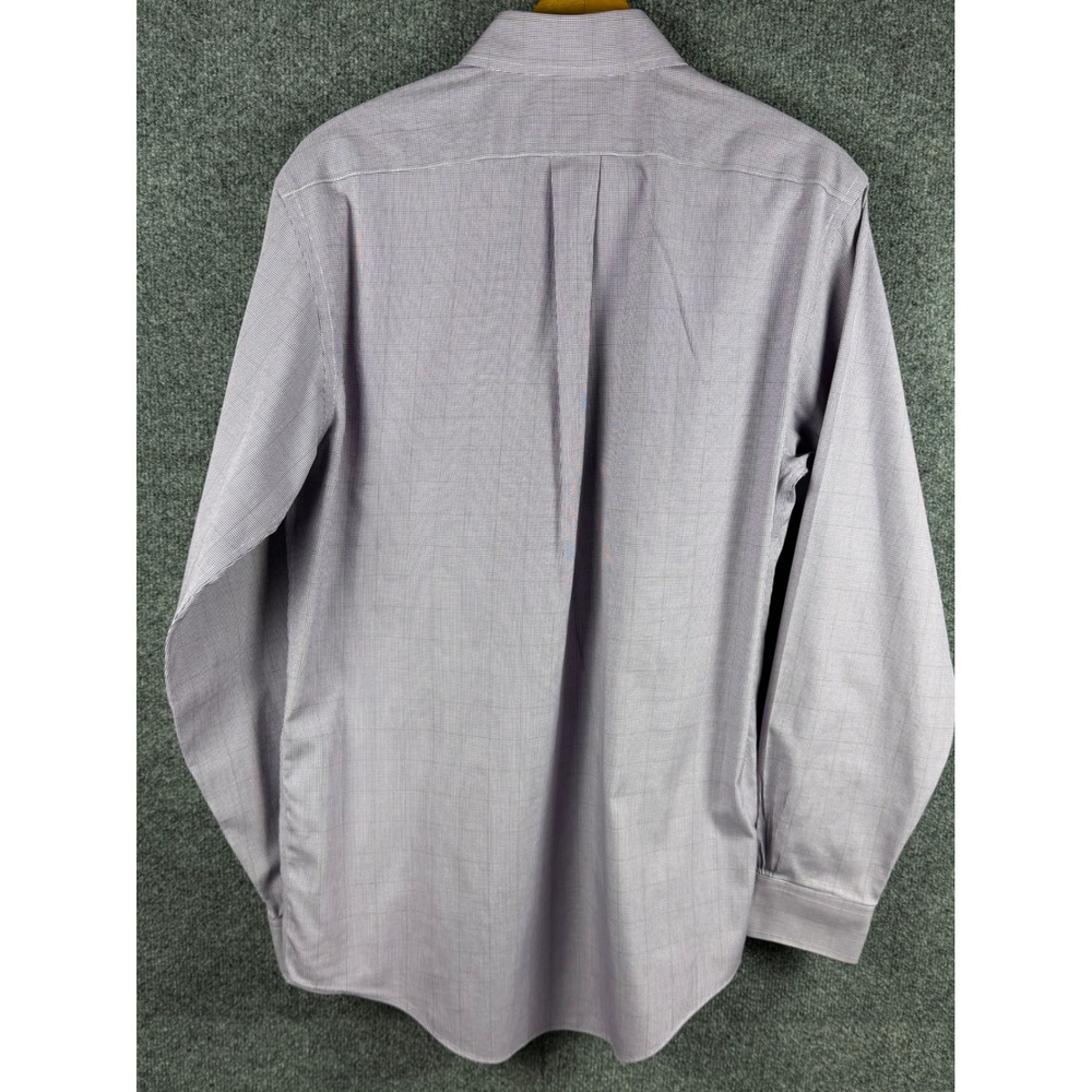 Brooks Brothers Classic Non-Iron Dress Shirt Purple White Micro Check 14.5 34 - Picture 3 of 9